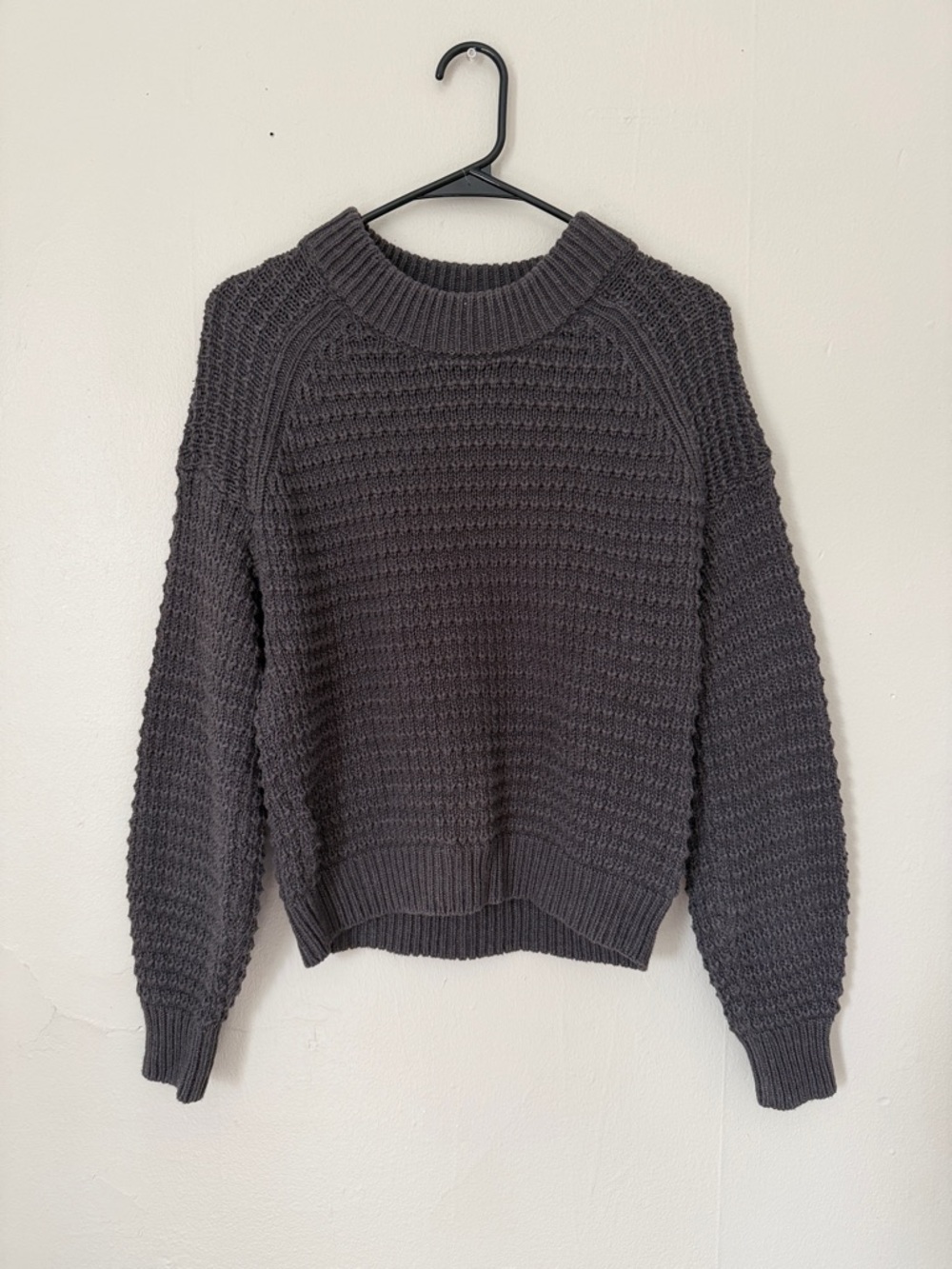 Universal Thread Charcoal Waffle Crewneck Sweater - Dark Gray